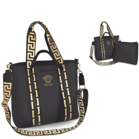 silver versace bag|Versace parfums bag gold.